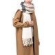 eUty Women Oversized Cream and Black Stripe Scarf with Tassels