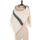 eUty Women Oversized Cream and Black Stripe Scarf with Tassels