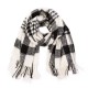 eUty Unisex Oversized Black and White Plaid Scarf with Tassels