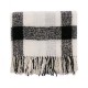 eUty Unisex Oversized Black and White Plaid Scarf with Tassels