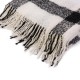 eUty Unisex Oversized Black and White Plaid Scarf with Tassels