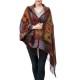 eUty Women Oversized Patterned Poncho Shawl Hoodie with 2 Button Closure and Tassels