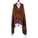 eUty Women Oversized Patterned Poncho Shawl Hoodie with 2 Button Closure and Tassels