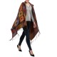 eUty Women Oversized Patterned Poncho Shawl Hoodie with 2 Button Closure and Tassels