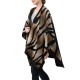 eUty Women Oversized Black and Camel Animal Pattern Poncho Shawl