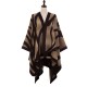 eUty Women Oversized Black and Camel Animal Pattern Poncho Shawl