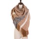eUty Women Oversized Tan, White and Gray Scarf with Tassels,250g