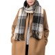 eUty Unisex Oversized Black, White and Gray Plaid Scarf with Tassels