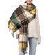 eUty Unisex Oversized Orange, Green and Purple Plaid Scarf with Tassels