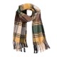 eUty Unisex Oversized Orange, Green and Purple Plaid Scarf with Tassels