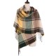 eUty Unisex Oversized Orange, Green and Purple Plaid Scarf with Tassels