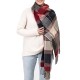 eUty Women Oversized Red, Cream and Gray Plaid Scarf with Tassels