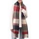 eUty Women Oversized Red, Cream and Gray Plaid Scarf with Tassels