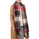 eUty Women Oversized Red, Cream and Gray Plaid Scarf with Tassels