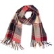 eUty Women Oversized Red, Cream and Gray Plaid Scarf with Tassels