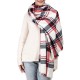 eUty Women Oversized Red, White and Grey Scarf with with Fringes