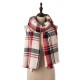 eUty Women Oversized Red, White and Grey Scarf with with Fringes