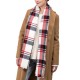 eUty Women Oversized Red, White and Grey Scarf with with Fringes