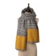 eUty Unisex Oversized Yellow and Grey Scarf with Fringes