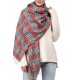 eUty Women Oversized Orange, White and Grey Scarf with Tassels