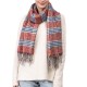 eUty Women Oversized Orange, White and Grey Scarf with Tassels