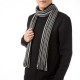 eUty Men's Black and White Striped Scarf with Tassels