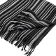 eUty Men's Black and White Striped Scarf with Tassels