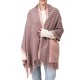 eUty Women Oversized Pink and Brown Striped Reversible Scarf with Tassels