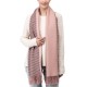 eUty Women Oversized Pink and Brown Striped Reversible Scarf with Tassels