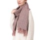 eUty Women Oversized Pink and Brown Striped Reversible Scarf with Tassels