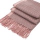 eUty Women Oversized Pink and Brown Striped Reversible Scarf with Tassels