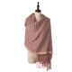 eUty Women Oversized Pink and Brown Striped Reversible Scarf with Tassels