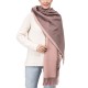 eUty Women Oversized Pink and Brown Striped Reversible Scarf with Tassels