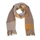 eUty Women Oversized Yellow, Cream and Grey Chevron Grain Scarf with Tassels