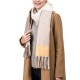 eUty Women Oversized Yellow, Cream and Grey Chevron Grain Scarf with Tassels