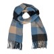 eUty Unisex Oversized Gray/Blue and Beige Plaid Scarf with Tassels