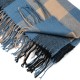 eUty Unisex Oversized Gray/Blue and Beige Plaid Scarf with Tassels