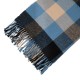 eUty Unisex Oversized Gray/Blue and Beige Plaid Scarf with Tassels