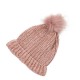 eUty Women Rose Pink Chenille Fold-Over Beanie with Pom Pom One Size