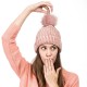 eUty Women Rose Pink Chenille Fold-Over Beanie with Pom Pom One Size