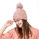 eUty Women Rose Pink Chenille Fold-Over Beanie with Pom Pom One Size