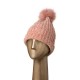 eUty Women Rose Pink Chenille Fold-Over Beanie with Pom Pom One Size