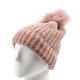 eUty Women Rose Pink Chenille Fold-Over Beanie with Pom Pom One Size