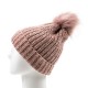 eUty Women Rose Pink Chenille Fold-Over Beanie with Pom Pom One Size