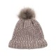 eUty Women Grey Chenille Fold-Over Beanie with Pom Pom One Size