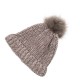 eUty Women Grey Chenille Fold-Over Beanie with Pom Pom One Size