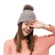 eUty Women Grey Chenille Fold-Over Beanie with Pom Pom One Size