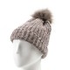 eUty Women Grey Chenille Fold-Over Beanie with Pom Pom One Size