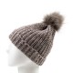 eUty Women Grey Chenille Fold-Over Beanie with Pom Pom One Size