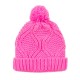 eUty Women Bright Fuchsia Fold-Over Beanie with Pom Pom One Size